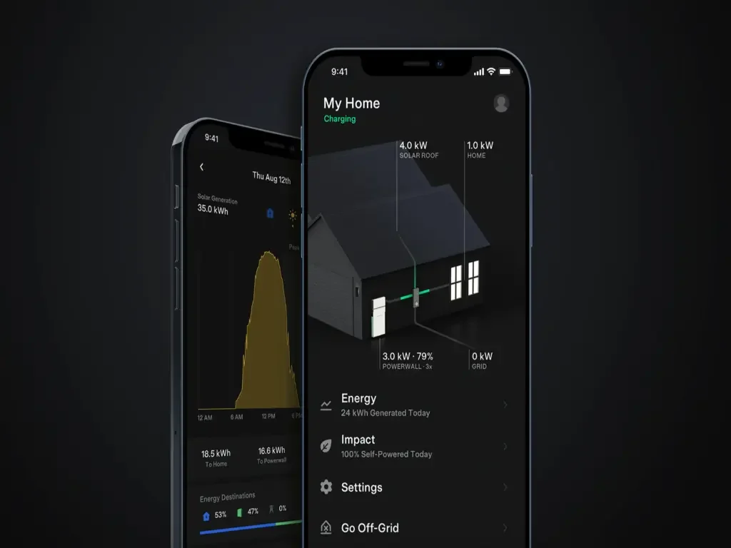tesla solar roof control with phone