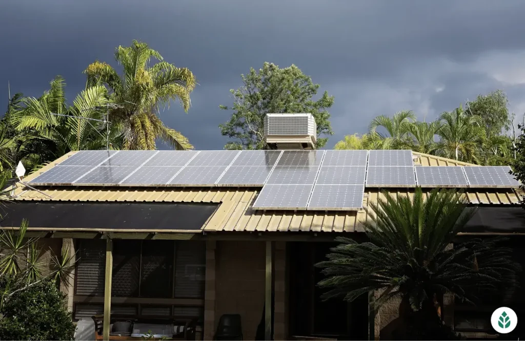 solar panels on a cloudy day