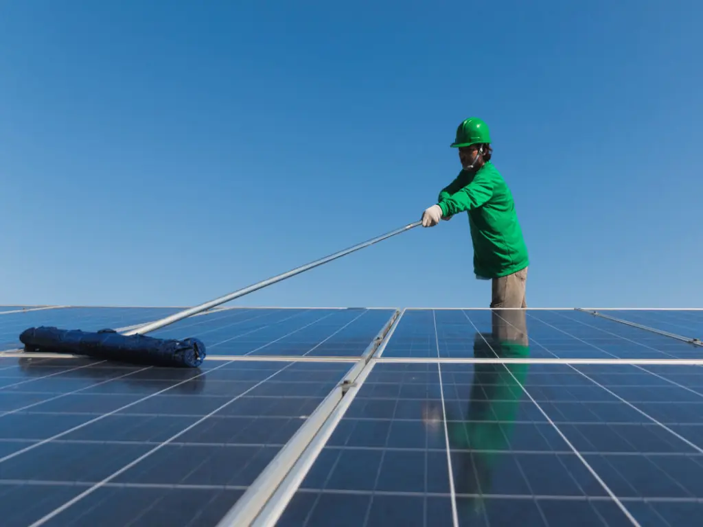 view of solar panel cleaning