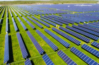 Large plots of land with solar panels in Texas.