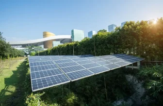 Solar PV installation in modern sunny city.